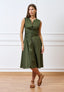 Vestito midi in cotone con scollo a v - MILITARE