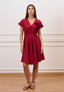 Vestito corto in viscosa con fiore - BORDEAUX