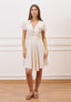 Vestito corto in viscosa con fiore - BEIGE