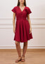 Vestito corto in viscosa con fiore - BORDEAUX