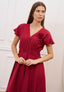 Vestito corto in viscosa con fiore - BORDEAUX