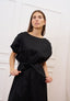 Vestito lungo con maniche arricciate - NERO