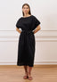 Vestito lungo con maniche arricciate - NERO