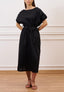 Vestito lungo con maniche arricciate - NERO