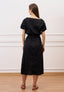 Vestito lungo con maniche arricciate - NERO
