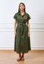 Vestito lungo chemisier con cintura - MILITARE