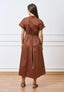Vestito lungo chemisier con cintura - MARRONE