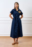 Vestito lungo chemisier con cintura - BLU