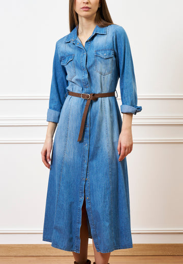 Vestito lungo in jeans  - BLU