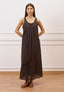Vestito lungo con scollo retro in mussola - MARRONE