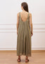 Vestito lungo con scollo retro in mussola - MILITARE
