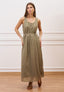 Vestito lungo con scollo retro in mussola - MILITARE