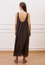 Vestito lungo con scollo retro in mussola - MARRONE