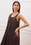 Vestito lungo con scollo retro in mussola - MARRONE