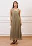 Vestito lungo con scollo retro in mussola - MILITARE