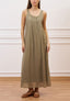Vestito lungo con scollo retro in mussola - MILITARE