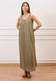 Vestito lungo con scollo retro in mussola - MILITARE