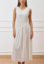 Vestito lungo con bustino arricciato  - BIANCO