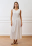 Vestito lungo con bustino arricciato  - BIANCO