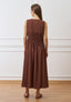 Vestito lungo con bustino arricciato  - MARRONE