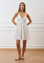 Vestito corto a balze con spalline - BIANCO