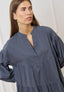 Vestito midi a balze in popeline - GRIGIO SCURO