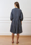 Vestito midi a balze in popeline - GRIGIO SCURO