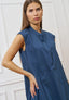 Vestito lungo svasato in popeline - BLU