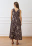 Vestito lungo smanicato ricamato - MARRONE