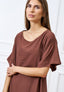 Vestito midi ampio effetto stropicciato - NOCCIOLA