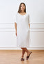 Vestito midi ampio effetto stropicciato - BIANCO