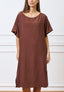 Vestito midi ampio effetto stropicciato - NOCCIOLA