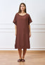 Vestito midi ampio effetto stropicciato - NOCCIOLA