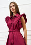 Vestito lungo con maniche volant - BORDEAUX