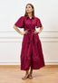 Vestito lungo chemisier in cotone - BORDEAUX