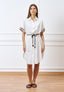 Vestito midi chemisier con frange alle maniche  - AVORIO