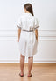 Vestito midi chemisier con frange alle maniche  - AVORIO