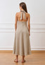 Vestito lungo con schiena scoperta - BEIGE