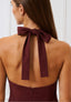 Vestito lungo con schiena scoperta - NOCCIOLA