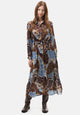 Vestito lungo chemisier stampa foglie