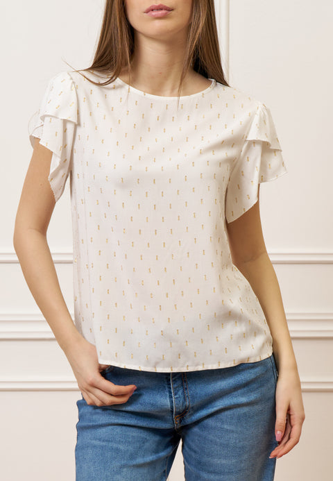 Blusa con maniche a petalo