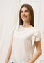Blusa con maniche a petalo - AVORIO