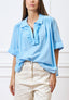 Blusa over in popeline con volant - CELESTE