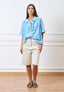 Blusa over in popeline con volant - CELESTE