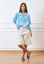 Blusa over in popeline con volant - CELESTE