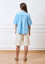 Blusa over in popeline con volant - CELESTE