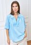 Blusa over in popeline con volant - CELESTE
