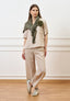 Blusa con scollo a V in lino - BEIGE