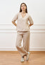 Blusa con scollo a V in lino - BEIGE
