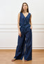 Blusa con laccetti in chambray - BLU
